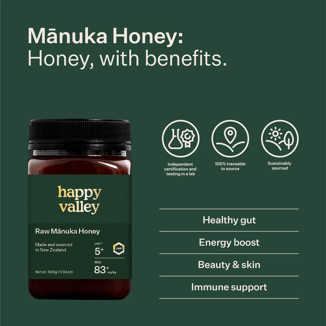 NZ UMF 5+ Mānuka Honey (MGO 83) 500g