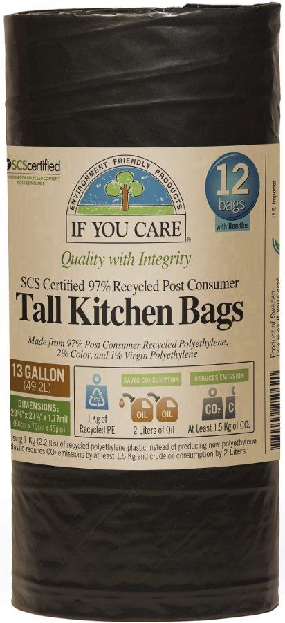 Recycled Polyethylene Plastic Trash Bags -  Large (30 Gal)