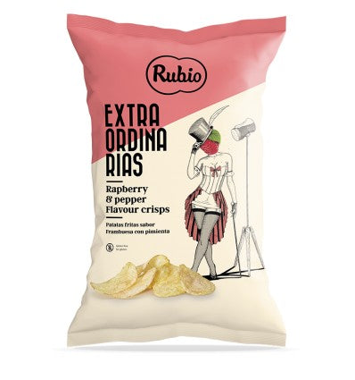 Raspberry and pepper flavour crisps