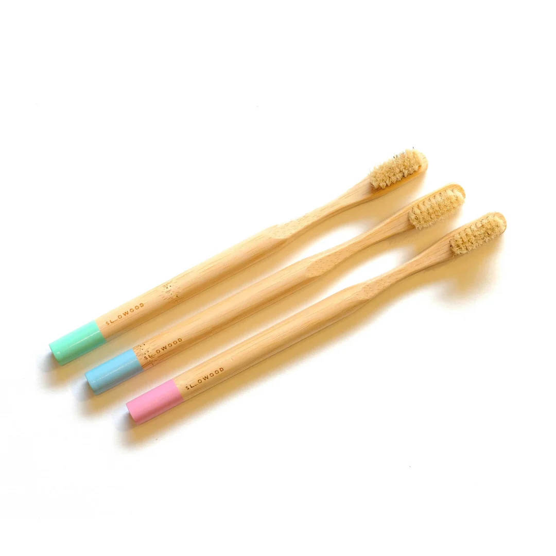 Natural Bristle Bamboo Toothbrush (Horsehair) - Adult (3 Pcs)