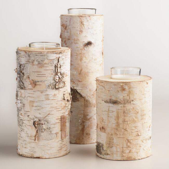 birch candle holder 10cm