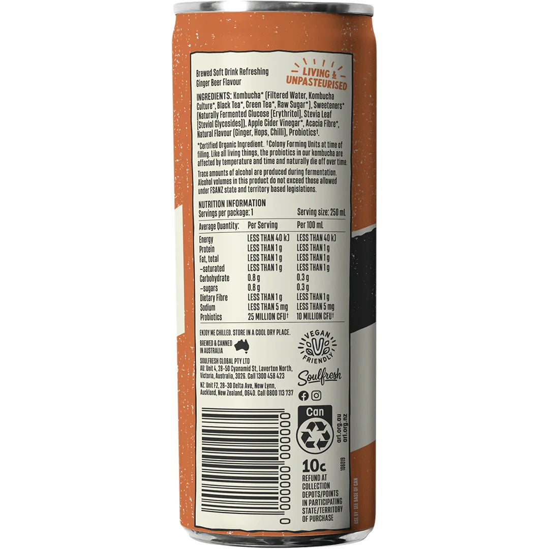 Kombucha Soda Cans - Ginger Beer 250ml