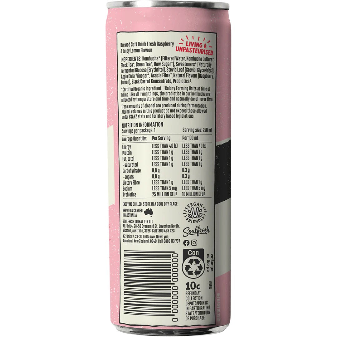 Kombucha Cans - Raspberry & Lemon 250ml