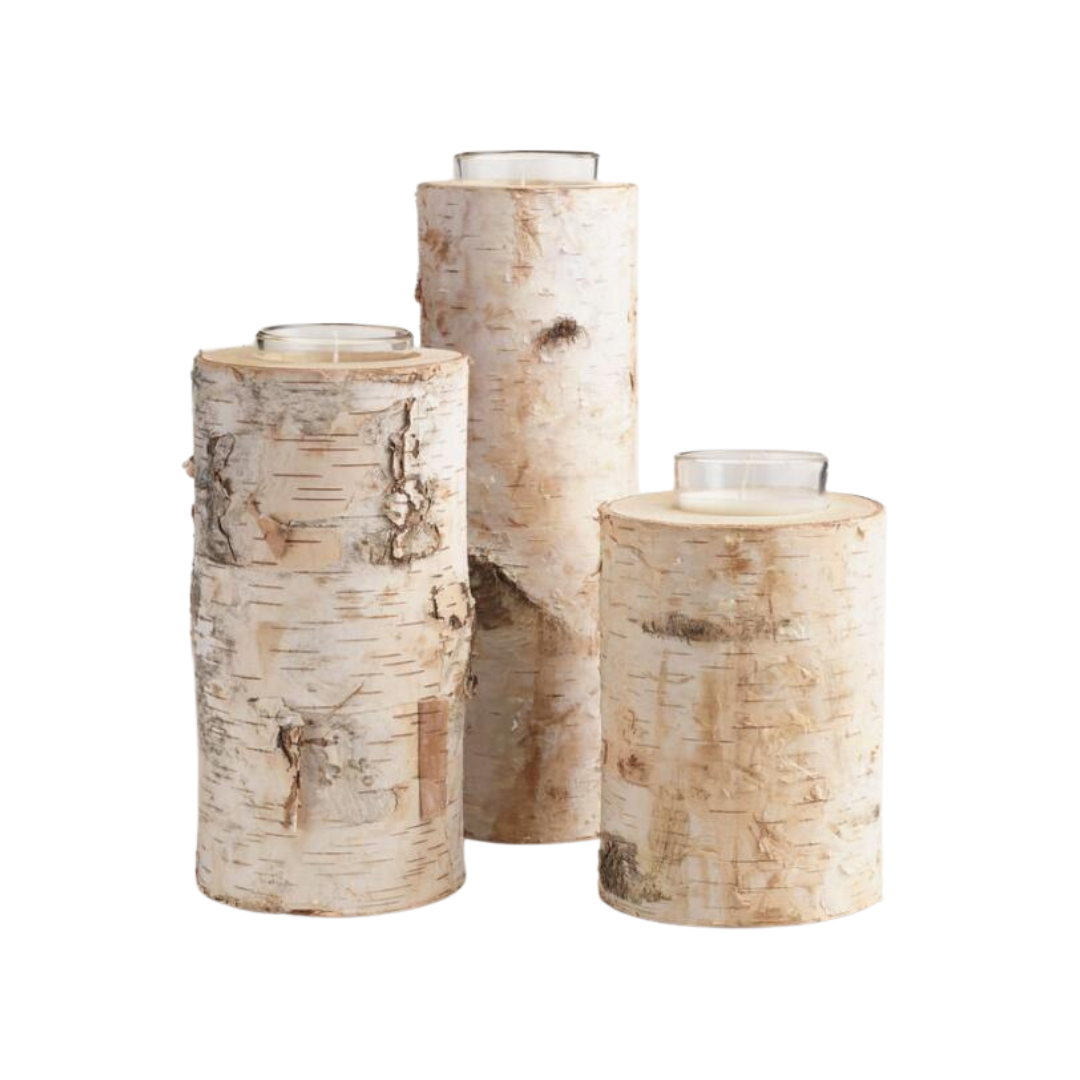 birch candle holder 10cm