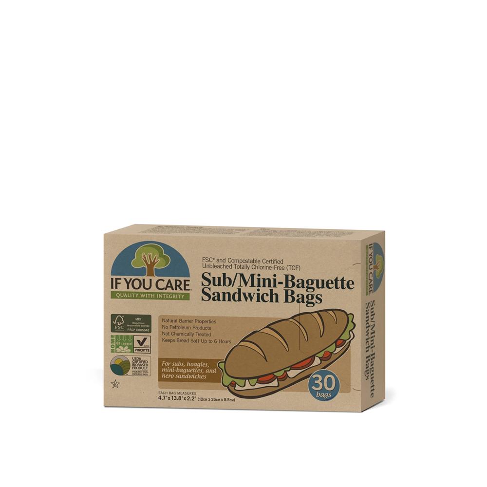 Sub/Mini Baguette Sandwich Bags - FSC & Compostable Certified Unbleached