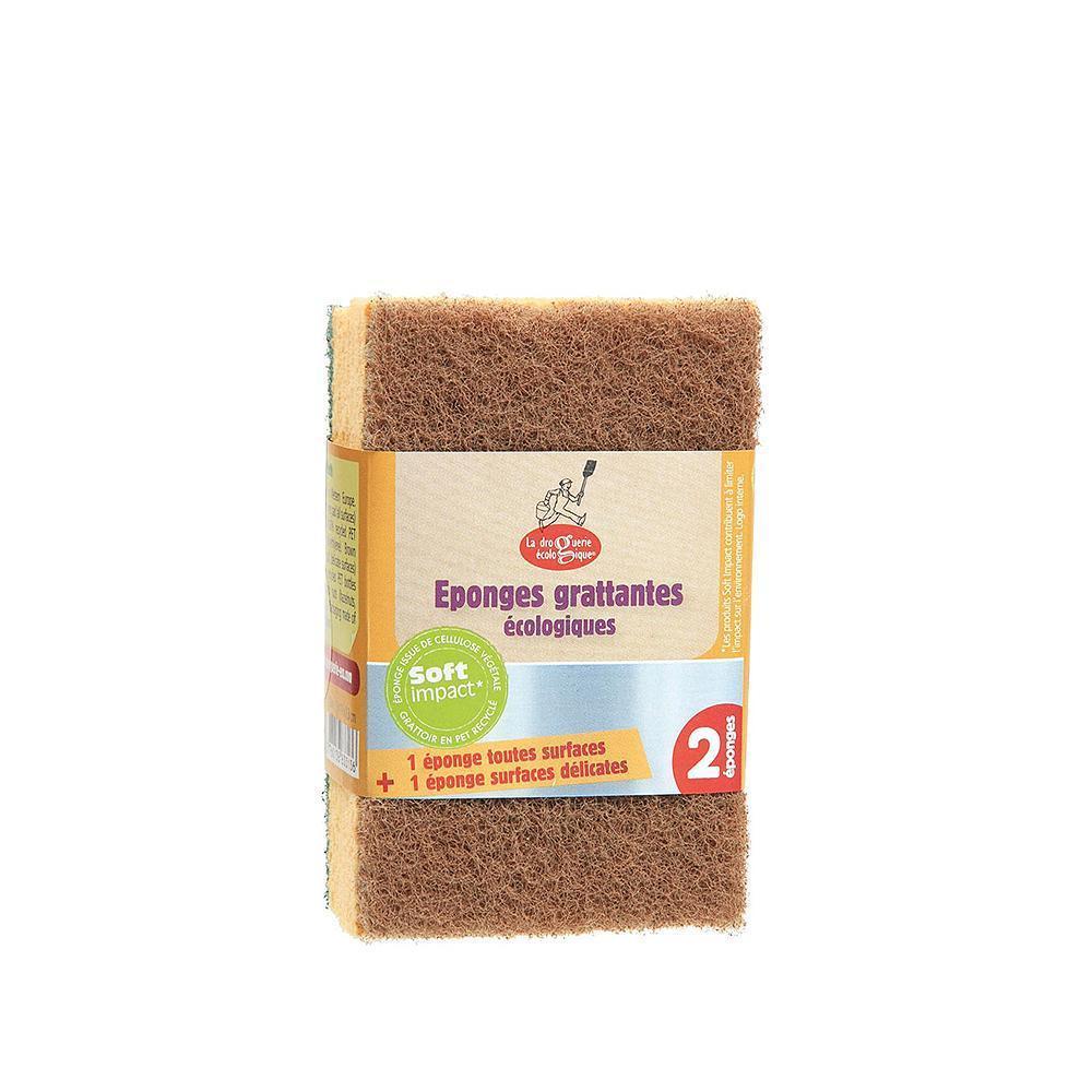 Organic Dishwashing Sponges 2Pcs 1 Green & 1 Brown Sponges